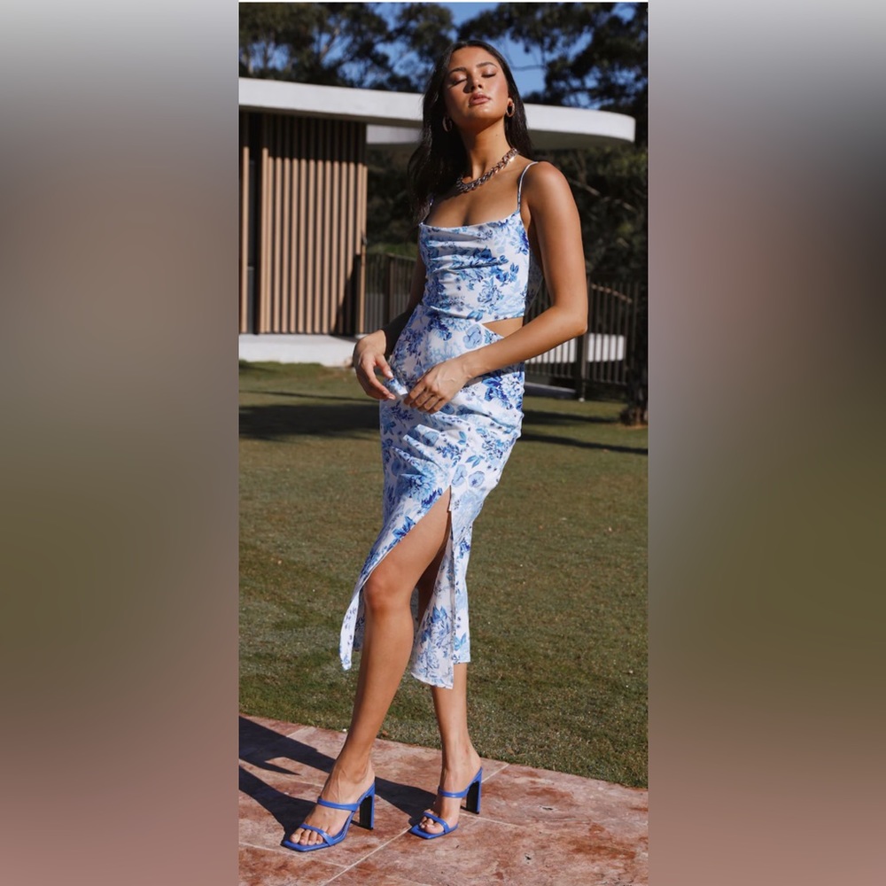 hello molly Cherry Tasting Maxi Dress Blue